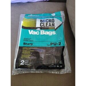 MICRO CLEAN HomeCare Vacuum Bags 2-pack for Sharp Type PU-2 Brand New Sealed